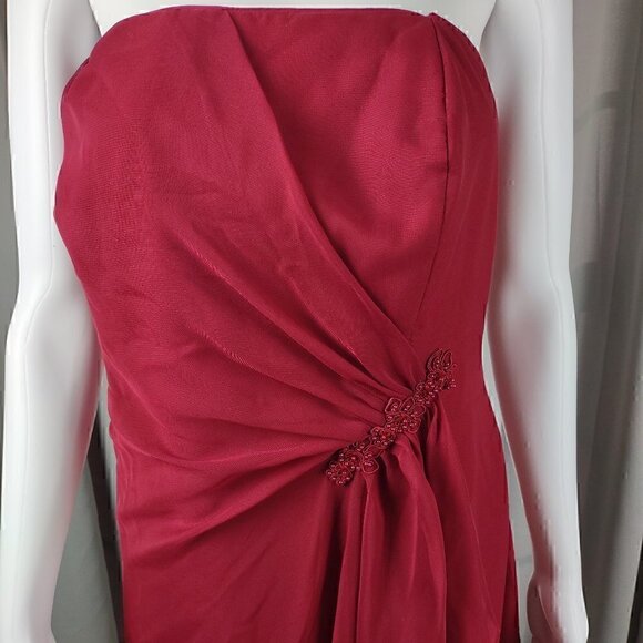 Jordan Women's Burgundy Formal, Wedding Prom, Strapless With Cover Dress Size 20 - Picture 4 of 14